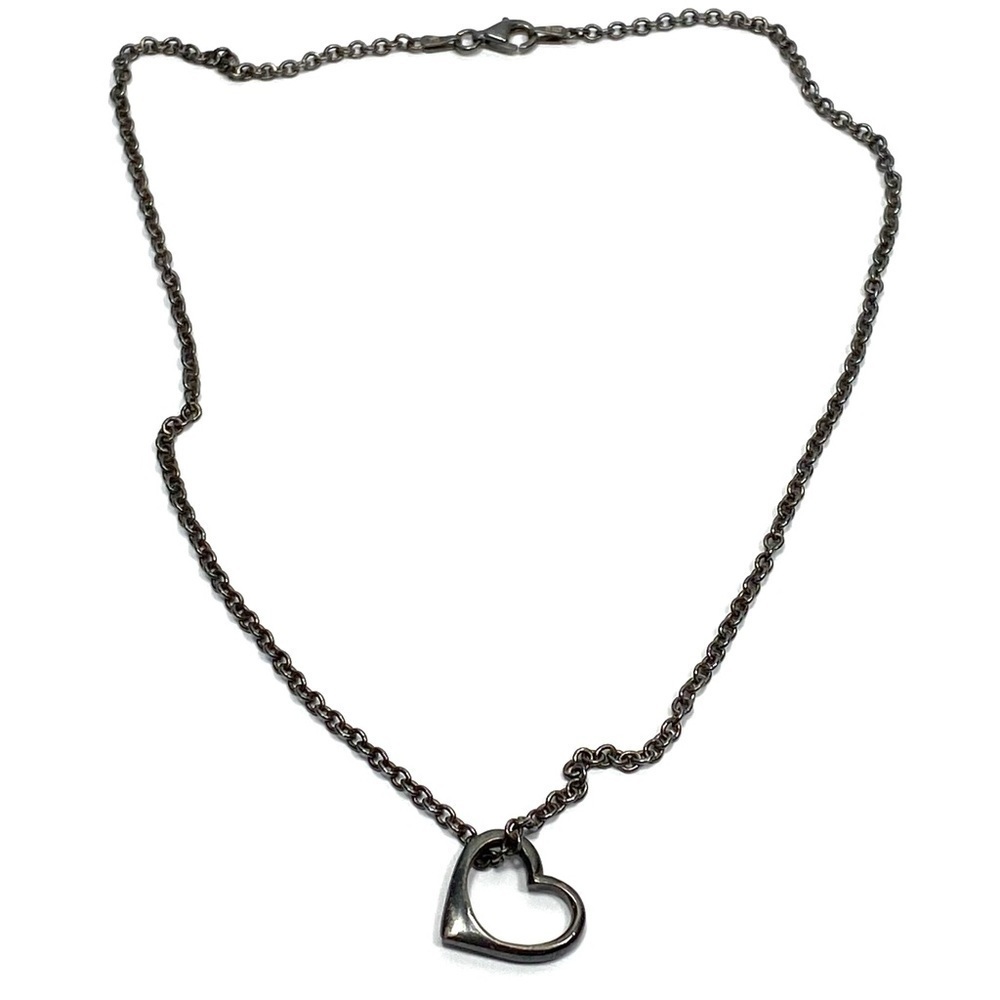 925 ITALY STERLING SILVER Necklace Heart Pendant 6.63g Valentineās Day